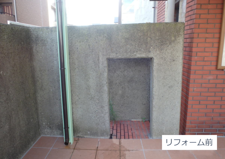 神奈川県厚木市　玄関回りリフォーム施工例　自然石ベンチ　モザイクタイル　外壁材ジョリパット施工例6