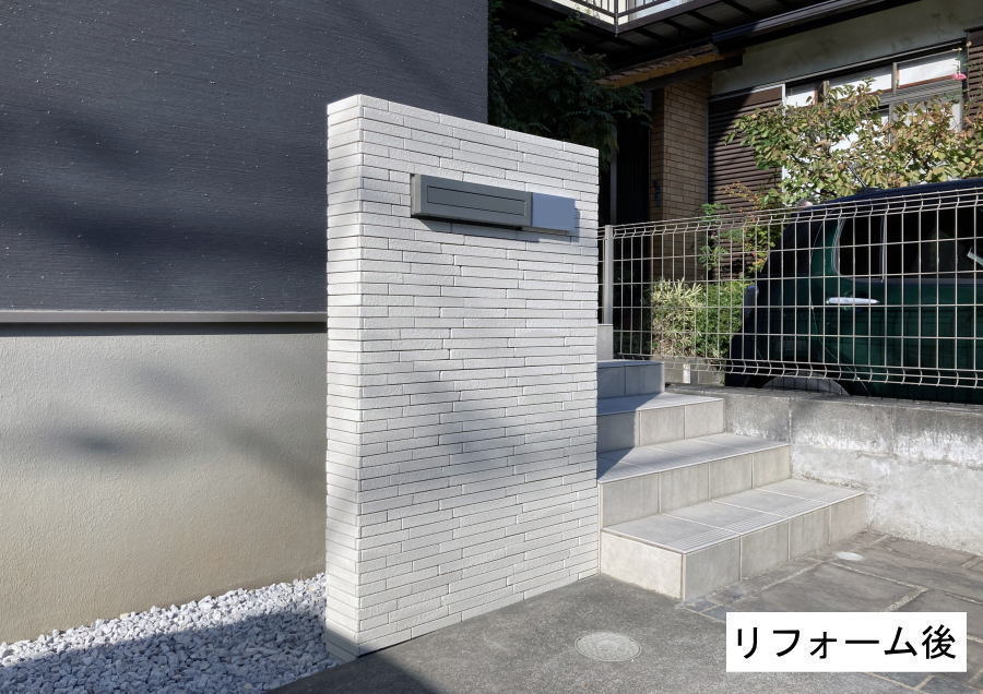 神奈川県厚木市　機能門柱リフォーム　立水栓　土間玉竜から変更8444