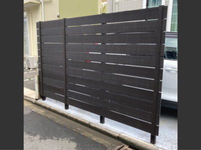 新築外構工事　相模原市　機能門柱　目隠しフェンス施工例1