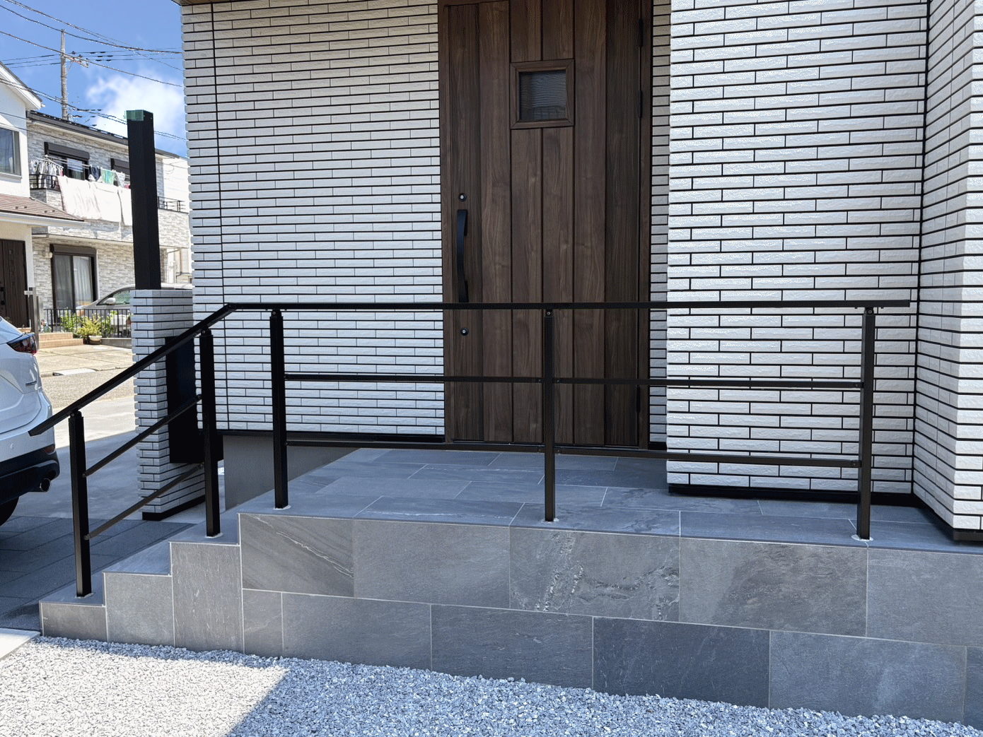 厚木市新築外構工事H様邸１０３カーポーリコンクリート平板目隠しフェンス施工例 (2)