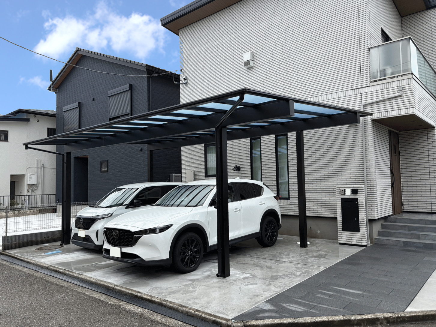 厚木市新築外構工事H様邸１０３カーポーリコンクリート平板目隠しフェンス施工例 (3)