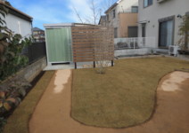 *ヴィガード(メイクランド) 庭工事施工例 神奈川県 人工芝施工例 人工木デッキ施工例 テラスタイル施工例1