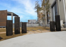 *枕木*自然石 庭工事施工例 神奈川県 人工芝施工例 人工木デッキ施工例 テラスタイル施工例1